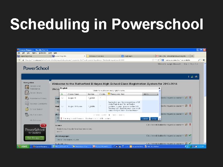 Scheduling in Powerschool 