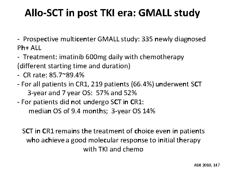 Allo-SCT in post TKI era: GMALL study - Prospective multicenter GMALL study: 335 newly