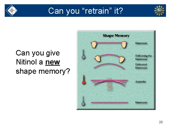 Can you “retrain” it? Can you give Nitinol a new shape memory? 20 