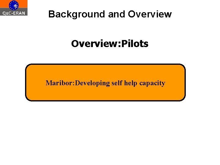 Background and Overview: Pilots Edinburgh: Maribor: Developing self help capacity 