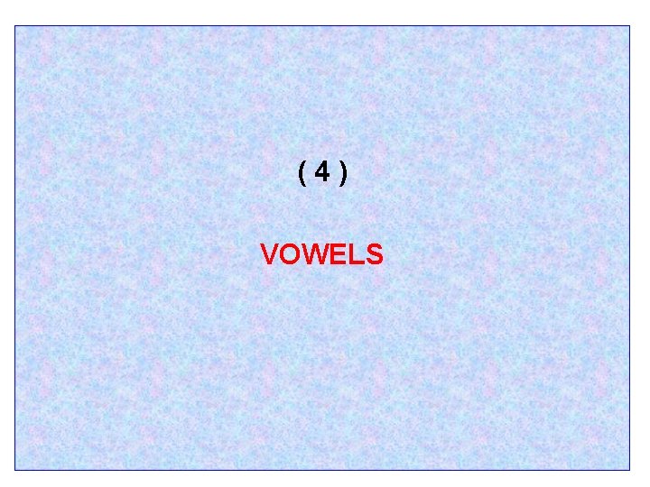 ( 4 ) VOWELS 