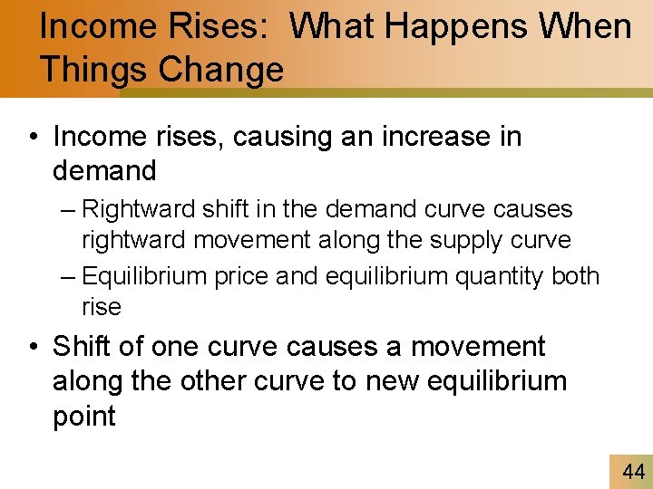 Income Rises: What Happens When Things Change • Income rises, causing an increase in