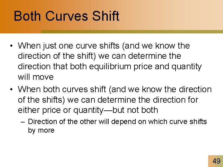 Both Curves Shift • When just one curve shifts (and we know the direction