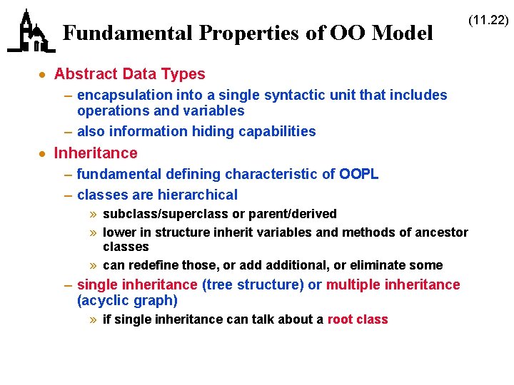 Fundamental Properties of OO Model · Abstract Data Types – encapsulation into a single Fundamental Properties of OO Model · Abstract Data Types – encapsulation into a single