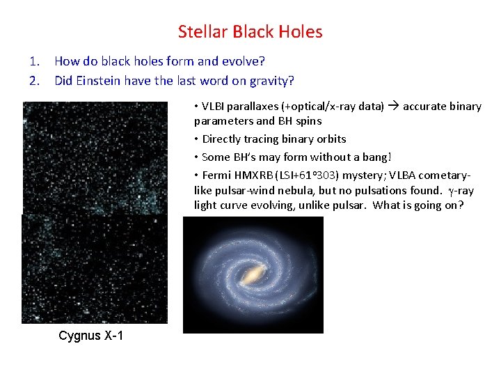 Stellar Black Holes 1. How do black holes form and evolve? 2. Did Einstein