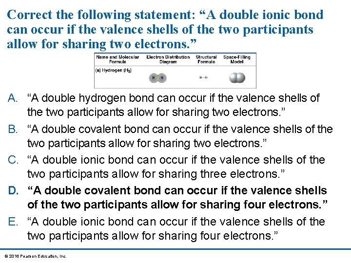 Correct the following statement: “A double ionic bond can occur if the valence shells