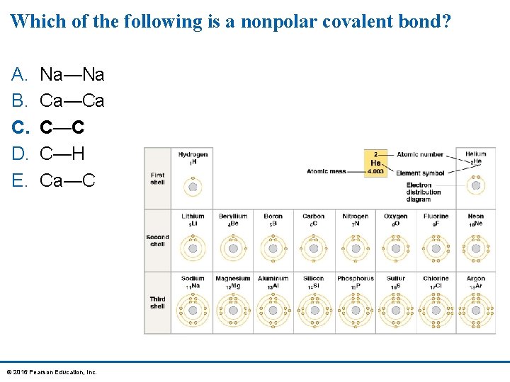 Which of the following is a nonpolar covalent bond? A. B. C. D. E.