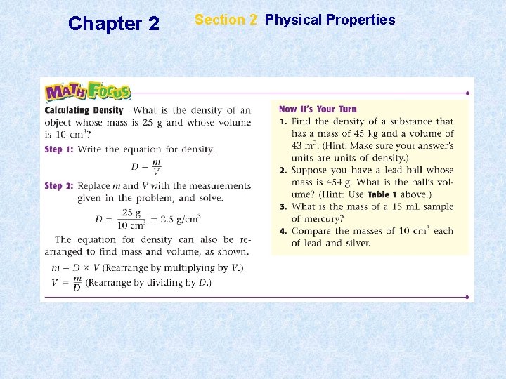 Chapter 2 Section 2 Physical Properties 