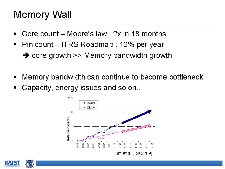 Memory Wall § Core count – Moore’s law : 2 x in 18 months.