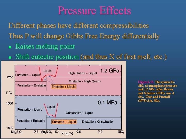 Pressure Effects Different phases have different compressibilities Thus P will change Gibbs Free Energy