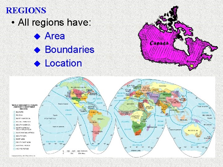 REGIONS • All regions have: u Area u Boundaries u Location 