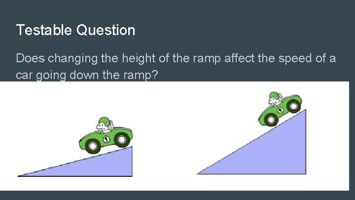 Testable Question Does changing the height of the ramp affect the speed of a
