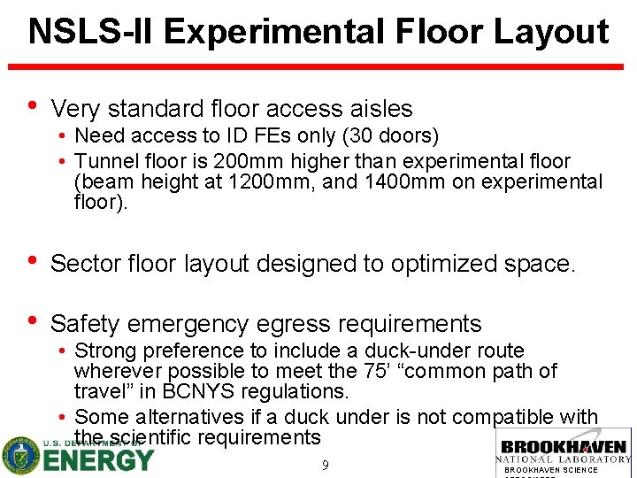 NSLS-II Experimental Floor Layout • Very standard floor access aisles • Sector floor layout