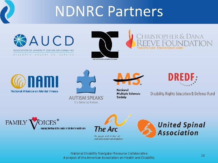 NDNRC Partners National Disability Navigator Resource Collaborative A project of the American Association on