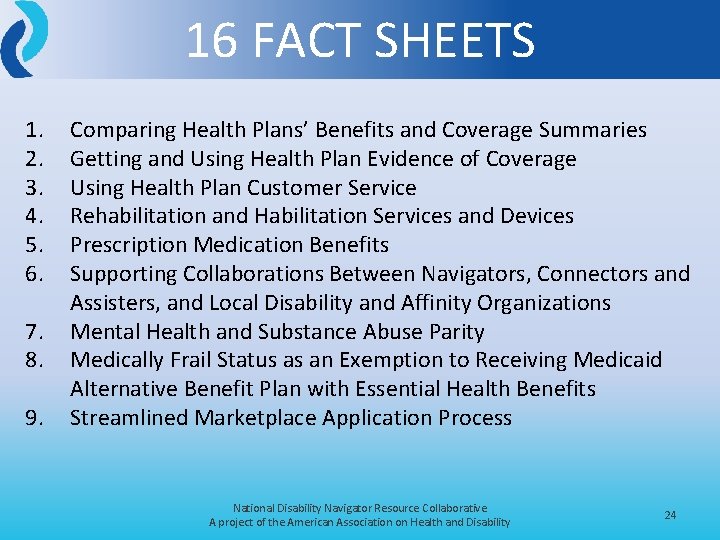 16 FACT SHEETS 1. 2. 3. 4. 5. 6. 7. 8. 9. Comparing Health