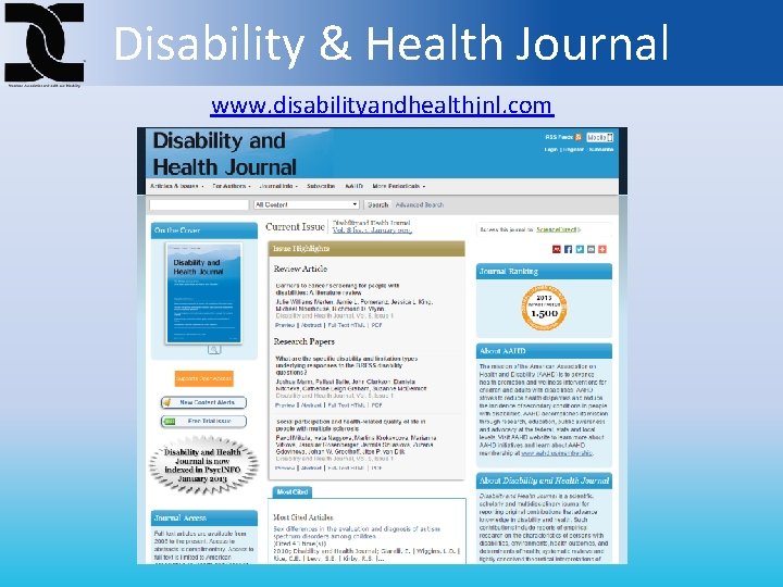 Disability & Health Journal www. disabilityandhealthjnl. com 
