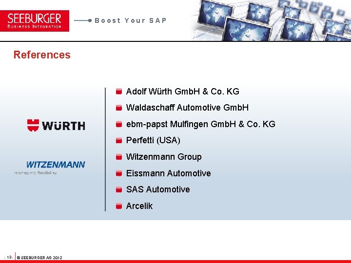 Boost Your SAP References Adolf Würth Gmb. H & Co. KG Waldaschaff Automotive Gmb.