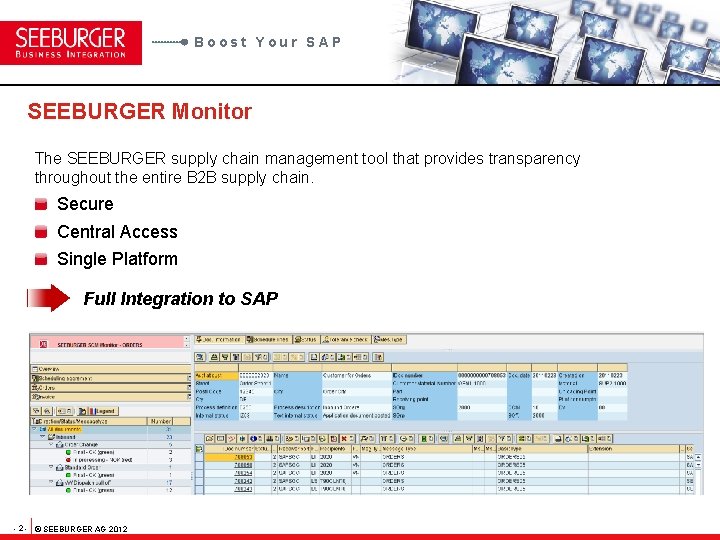 Boost Your SAP SEEBURGER Monitor The SEEBURGER supply chain management tool that provides transparency