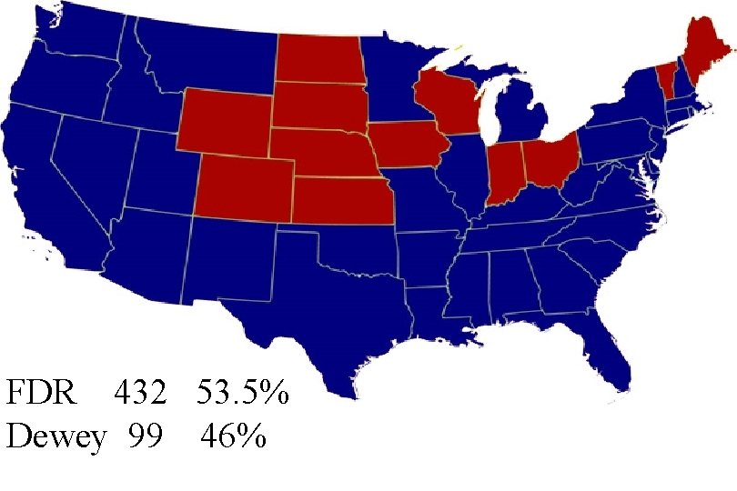 FDR 432 53. 5% Dewey 99 46% 