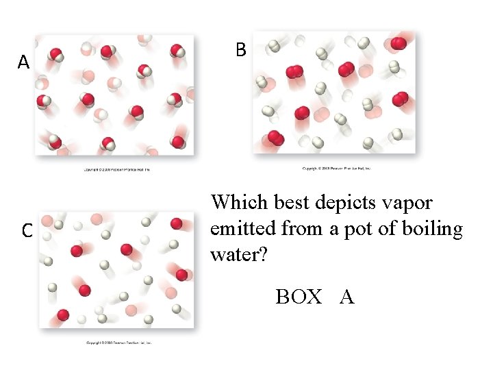 A C B Which best depicts vapor emitted from a pot of boiling water?