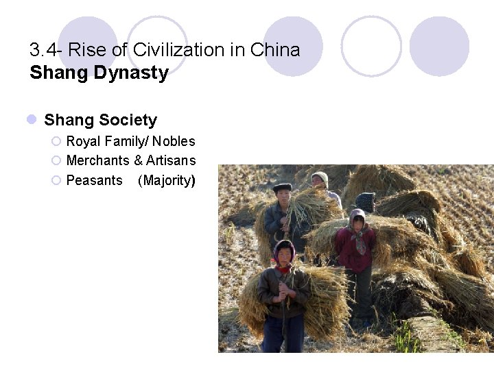 3. 4 - Rise of Civilization in China Shang Dynasty l Shang Society ¡