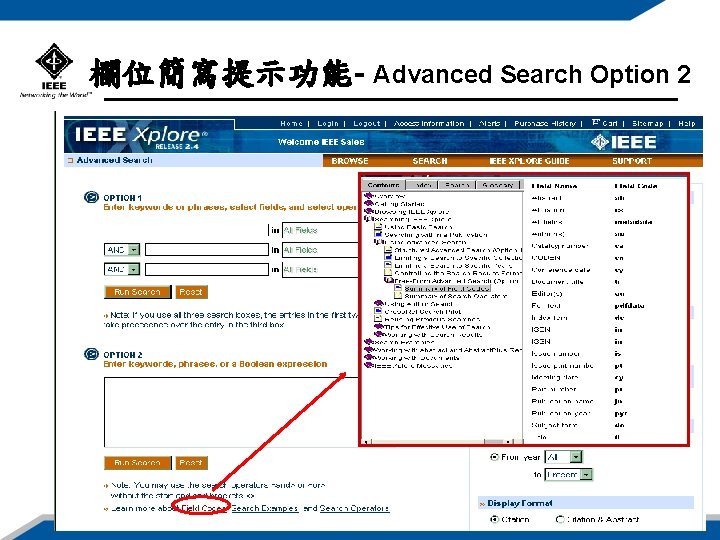 欄位簡寫提示功能- Advanced Search Option 2 