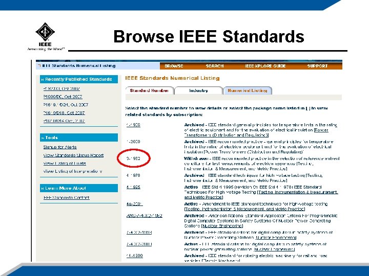 Browse IEEE Standards 