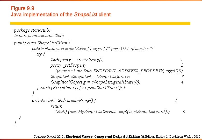 Figure 9. 9 Java implementation of the Shape. List client package staticstub; import javax.