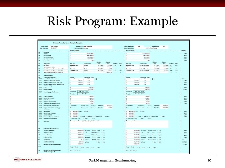 Risk Program: Example Risk Management Benchmarking 10 