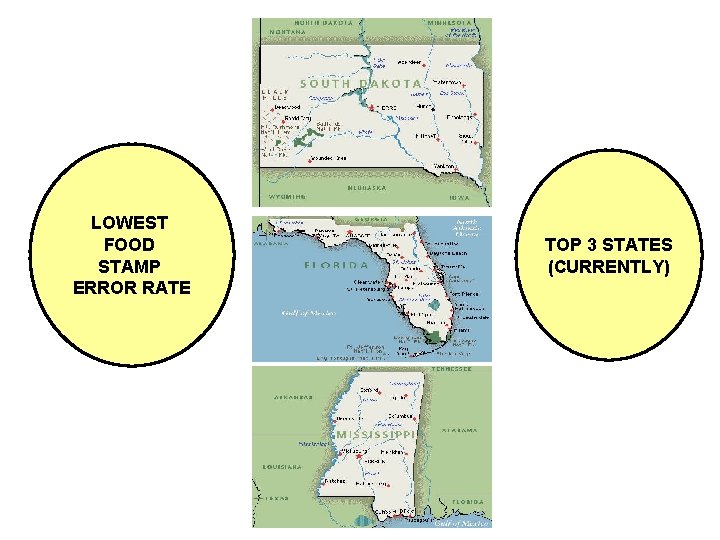 LOWEST FOOD STAMP ERROR RATE TOP 3 STATES (CURRENTLY) 