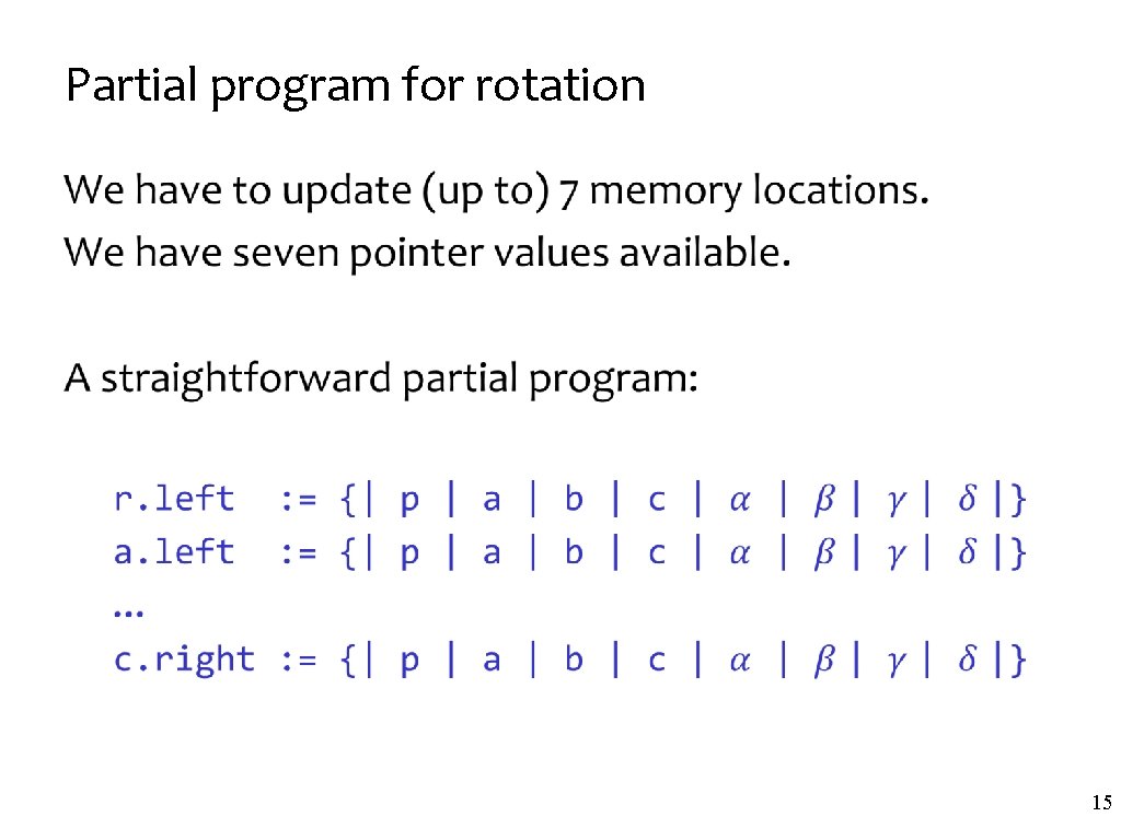 Partial program for rotation • 15 