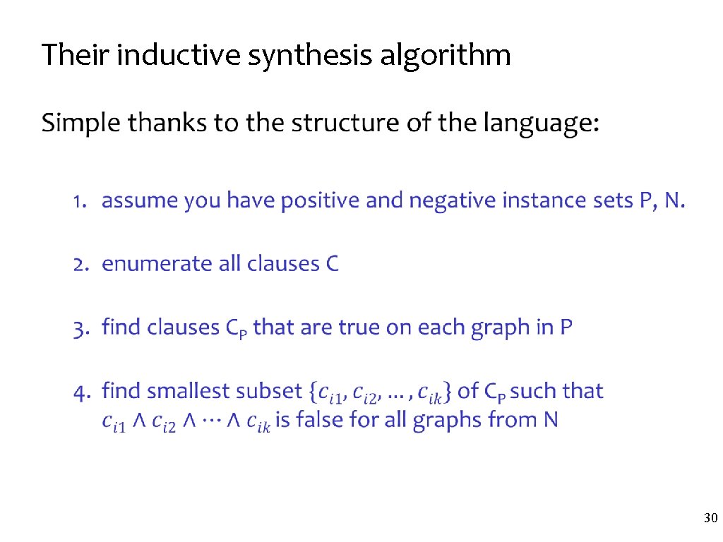 Their inductive synthesis algorithm • 30 