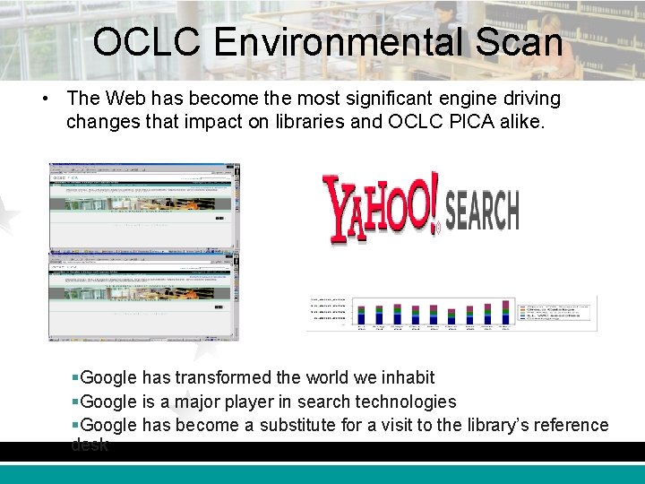 OCLC Environmental Scan • The Web has become the most significant engine driving changes