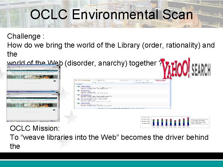 OCLC Environmental Scan Challenge : How do we bring the world of the Library