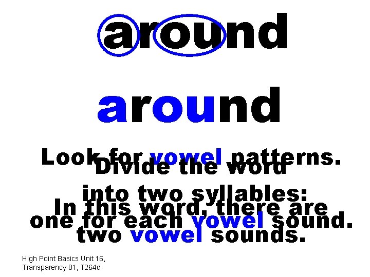 around Look. Divide for vowel patterns. the word into two syllables: In this word,