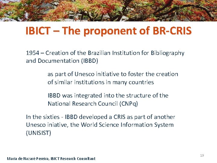 IBICT – The proponent of BR-CRIS 1954 – Creation of the Brazilian Institution for