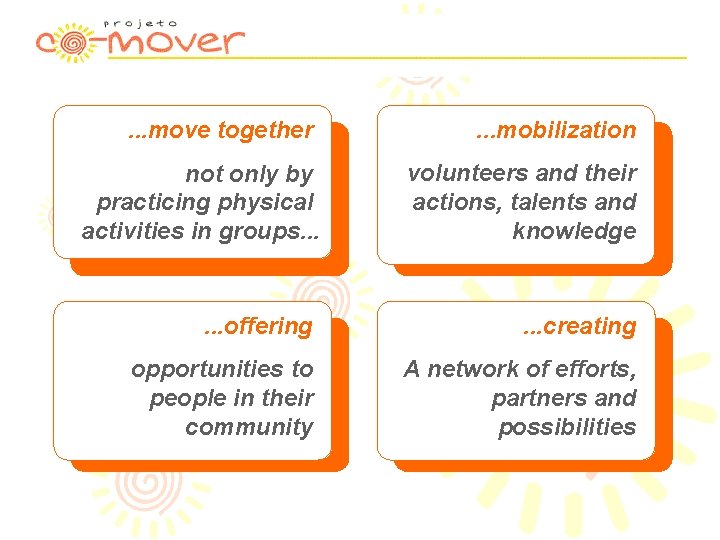 . . . move together . . . mobilization not only by practicing physical