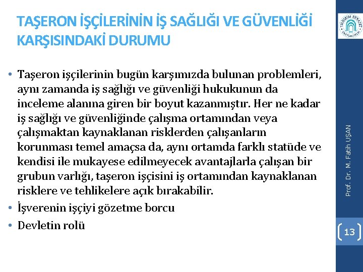  • Taşeron işçilerinin bugün karşımızda bulunan problemleri, aynı zamanda iş sağlığı ve güvenliği