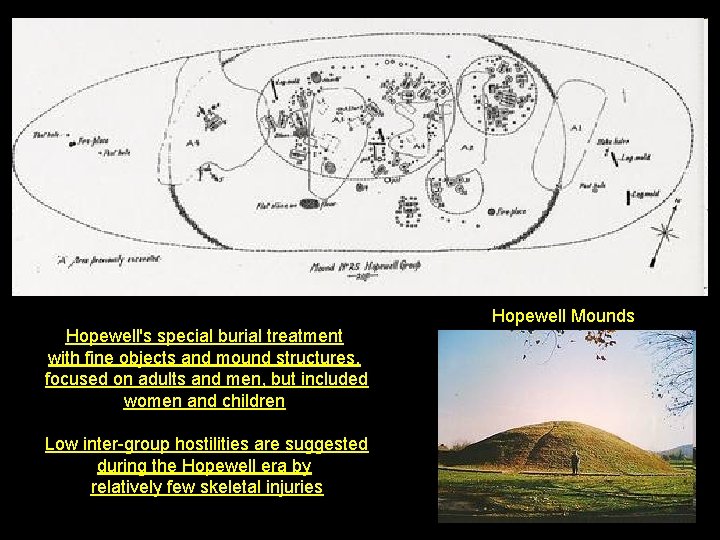 Hopewell Mounds Hopewell's special burial treatment with fine objects and mound structures, focused on