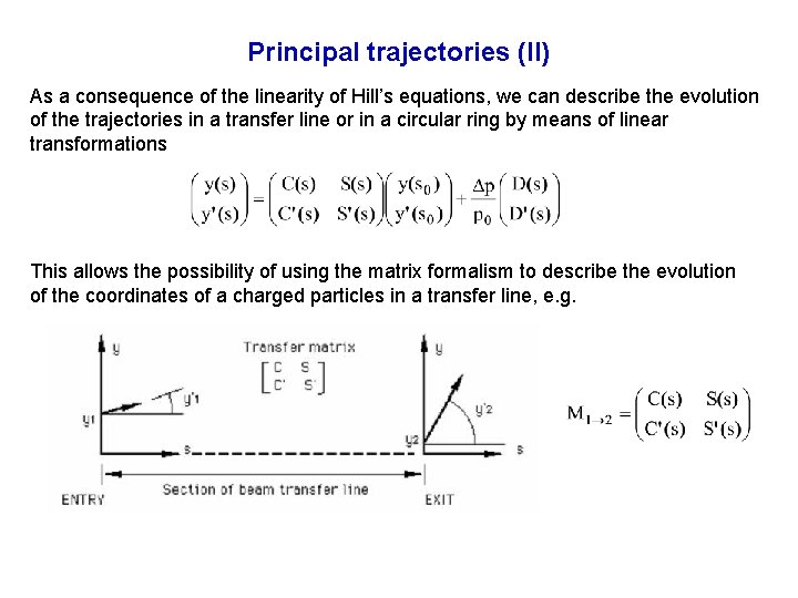 Principal trajectories (II) As a consequence of the linearity of Hill’s equations, we can Principal trajectories (II) As a consequence of the linearity of Hill’s equations, we can