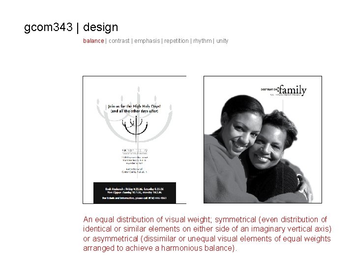gcom 343 | design balance | contrast | emphasis | repetition | rhythm |