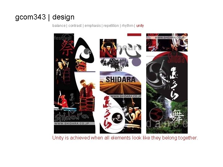 gcom 343 | design balance | contrast | emphasis | repetition | rhythm |