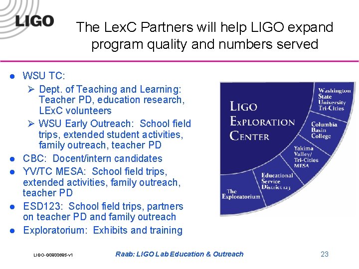 The Lex. C Partners will help LIGO expand program quality and numbers served l