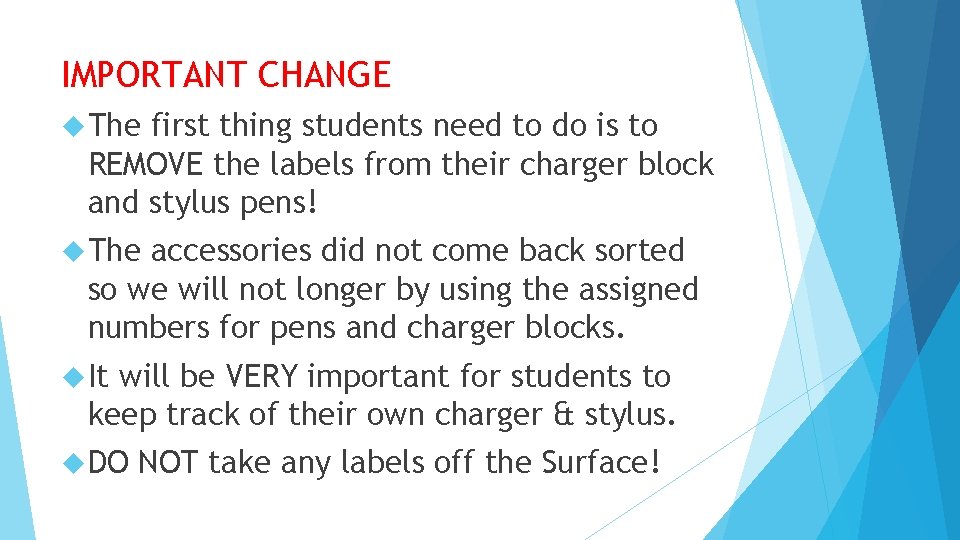 IMPORTANT CHANGE The first thing students need to do is to REMOVE the labels