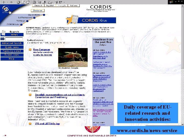DG Energy and Transport European Commission Daily coverage of EUrelated research and innovation activities:
