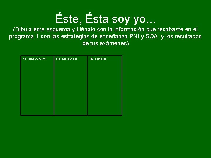 Éste, Ésta soy yo. . . (Dibuja éste esquema y Llénalo con la información