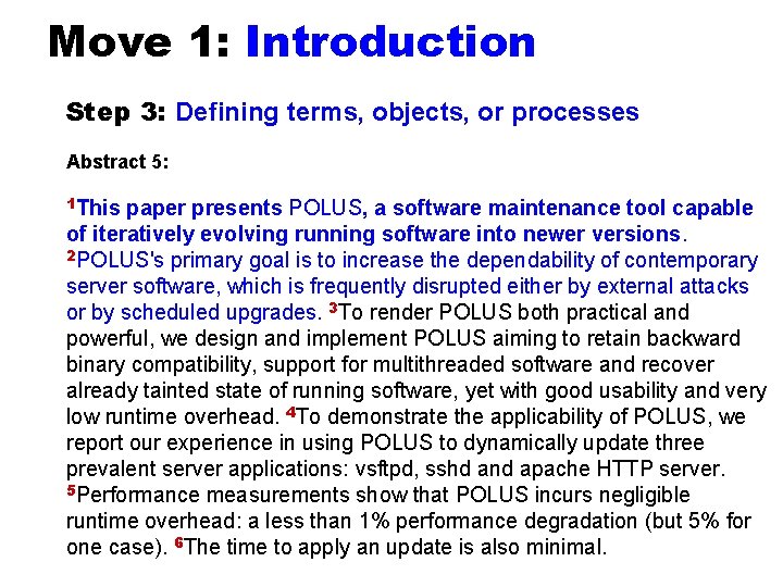 Move 1: Introduction Step 3: Defining terms, objects, or processes Abstract 5: 1 This