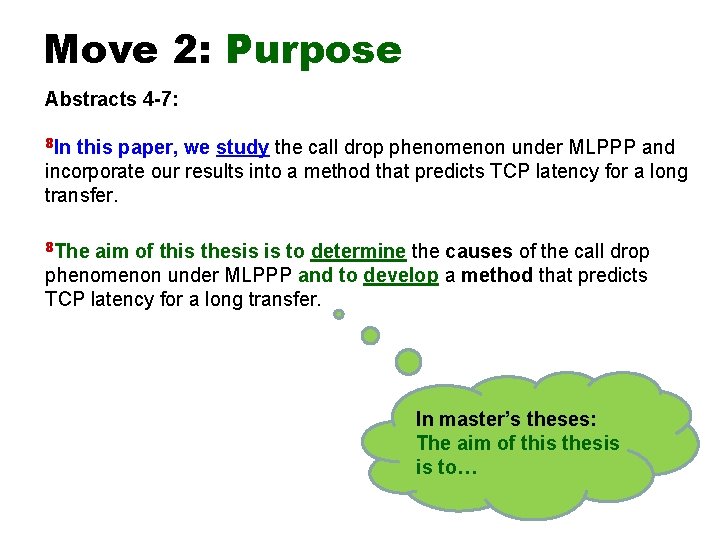 Move 2: Purpose Abstracts 4 -7: 8 In this paper, we study the call