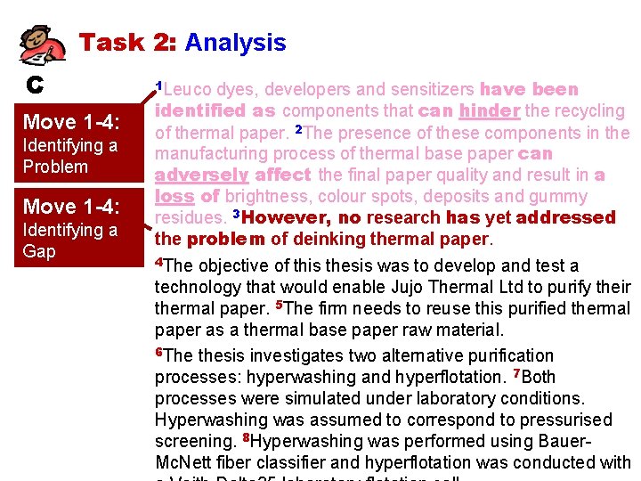 Task 2: Analysis C Move 1 -4: Identifying a Problem Move 1 -4: Identifying