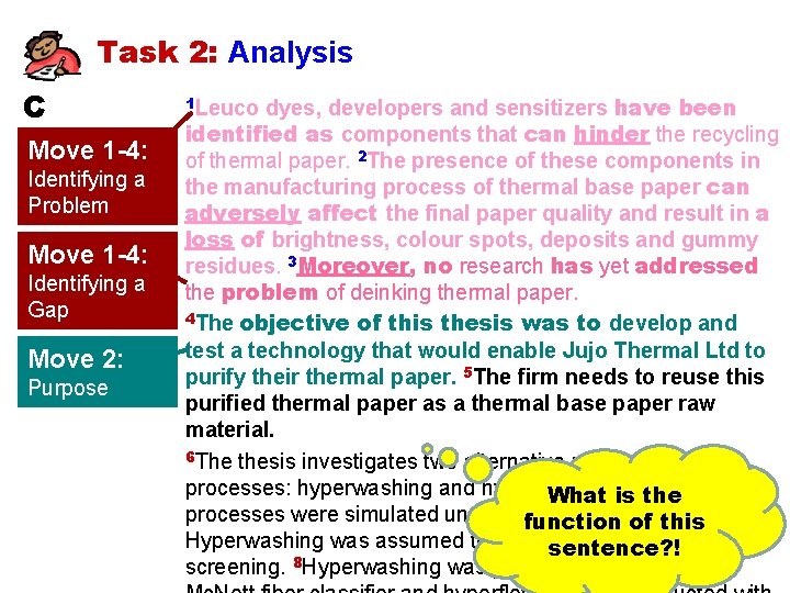 Task 2: Analysis C Move 1 -4: Identifying a Problem Move 1 -4: Identifying